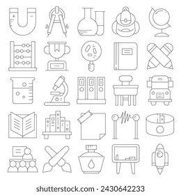 ilustración vectorial de línea delgada de iconos de educación y escuela
