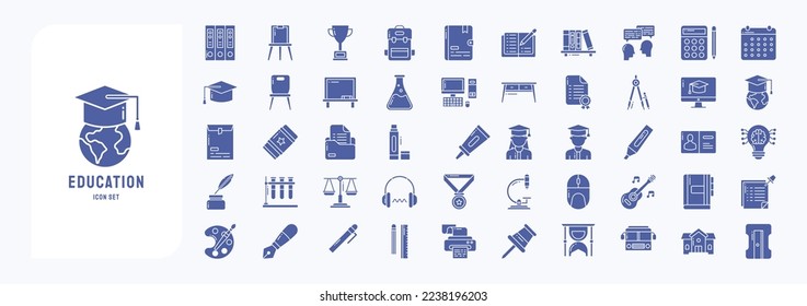 Education and school illustration icon set