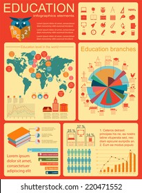 Education school infographics. Set elements for creating your own infographics. Vector illustration
