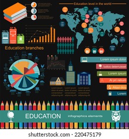 Education school infographics. Set elements for creating your own infographics. Vector illustration