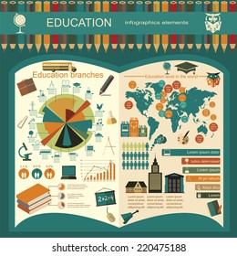 Education school infographics. Set elements for creating your own infographics. Vector illustration