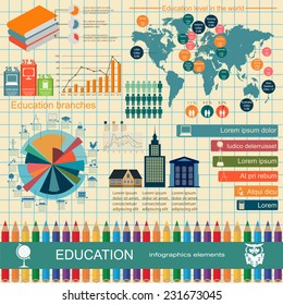 Education school infographics. Set elements for creating your own infographics. Vector illustration