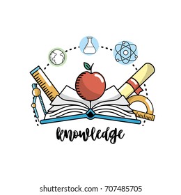 education school knowledge and utensils design