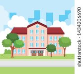 education school knowledge with windows and door