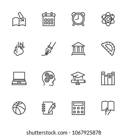 Education, school and learning line icon set. Editable stroke vector, isolated at white background. Pixel perfect