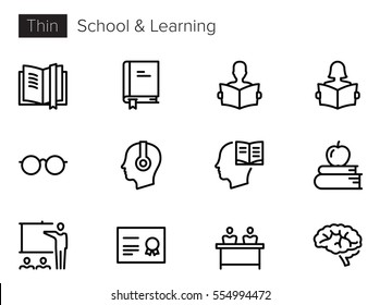 Education, School and Learning Line Vector icons set