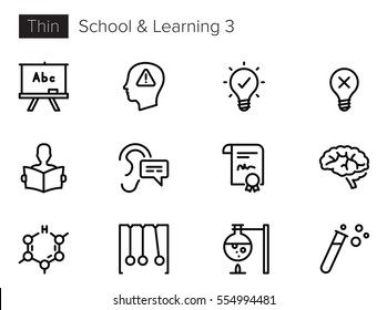 Education, School and Learning Line Vector icons set 3