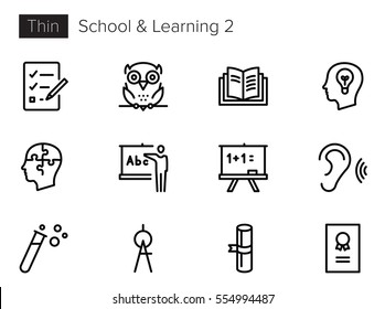 Education, School and Learning Line Vector icons set 2