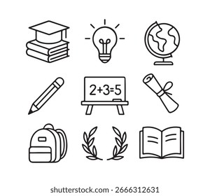 Conjunto de Ícones de Estudo de Aprendizagem da Escola de Educação