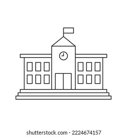 Education and School line icon for building and university sign, isolated on a white background, vector illustration