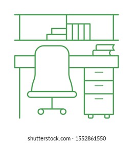 Education & School line icons for books  & desk 