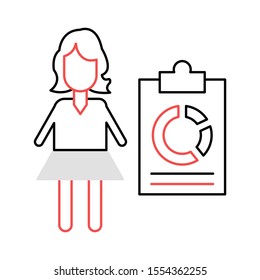 Education & School line icons for graph  & chart 