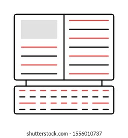 Education & School line icons for learning  & device 