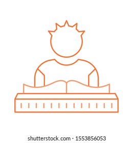 Education & School line icons for notebook  & reading 