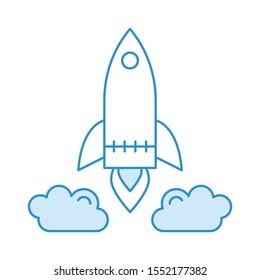 Education & School line icons for spaceship  & start 