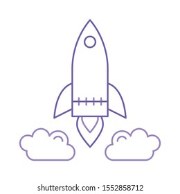 Education & School line icons for spaceship  & start 