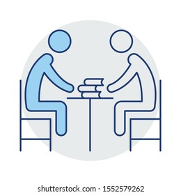 Education & School line icons for students  & table 
