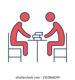 Education & School line icons for students  & table 