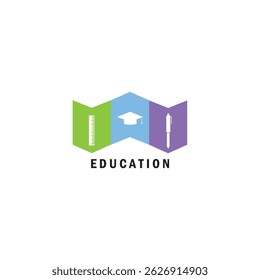 Vector de herramientas escolares de libro de ilustración de diseño abstracto de logotipo escolar de educación