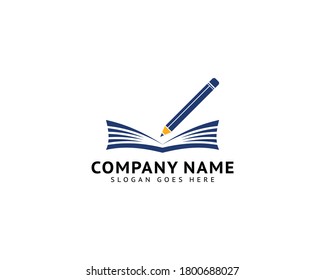 Education school logo, pencil with book logo design vector template