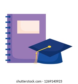 education school notebook and gradution hat