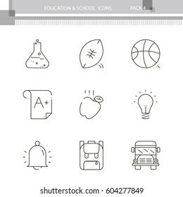 Education and School outline icon collection
