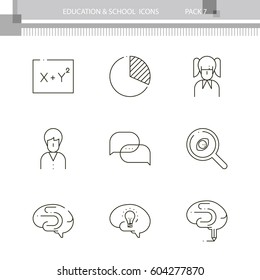 Education and School outline icon collection