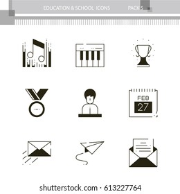 Education and School outline icon collection