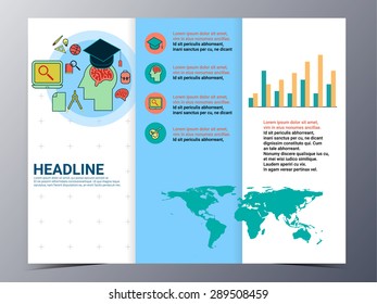 education and school pattern brochure design template vector tri-fold for use as  poster,flyer
