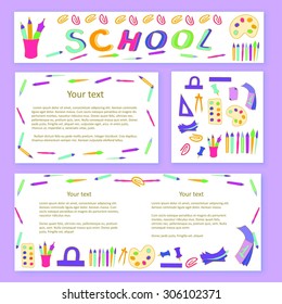 Education and school pattern, brochure, design vector template.