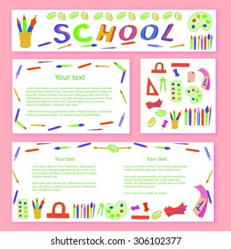 Education and school pattern, brochure, design vector template.