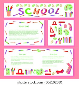 Education and school pattern, brochure, design vector template.