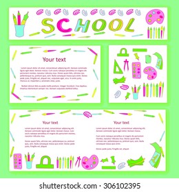 Education and school pattern, brochure, design vector template.