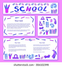 Education and school pattern, brochure, design vector template.