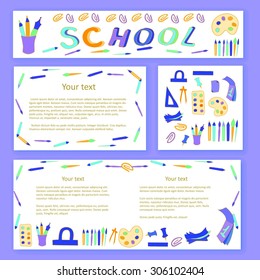 Education and school pattern, brochure, design vector template.