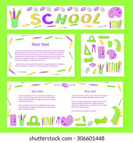 Education and school pattern, brochure, design vector template.