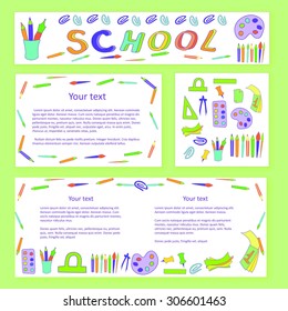 Education and school pattern, brochure, design vector template.