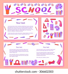 Education and school pattern, brochure, design vector template.