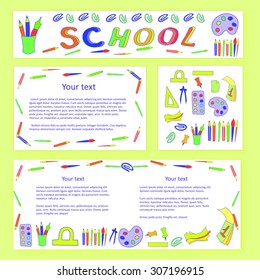 Education and school pattern, brochure, design vector template.