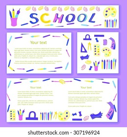 Education and school pattern, brochure, design vector template.