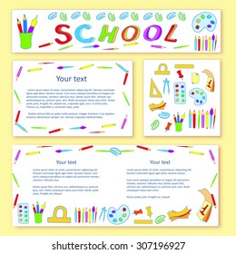 Education and school pattern, brochure, design vector template.