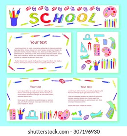 Education and school pattern, brochure, design vector template.