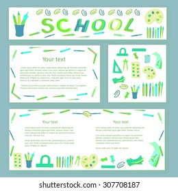 Education and school pattern, brochure, design vector template.