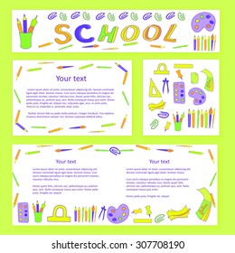 Education and school pattern, brochure, design vector template.