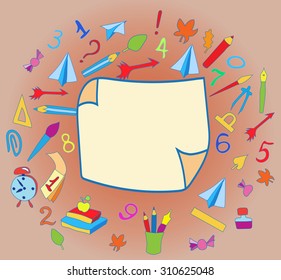 Education / school pattern, brochure. Vector template.
