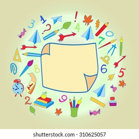 Education / school pattern, brochure. Vector template.