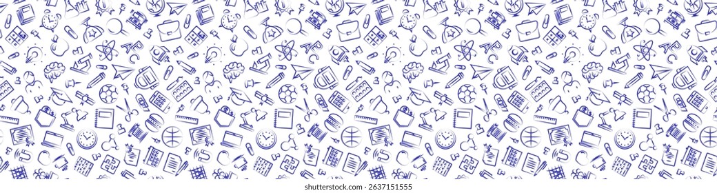 Education and school pattern hand drawn line icons