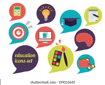 education and school project icons set. flat modern and stylish hipster young  design.