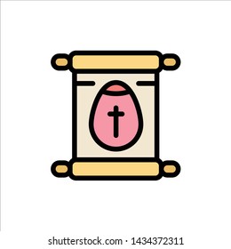 Education, School, Scroll, Easter  Flat Color Icon. Vector icon banner Template