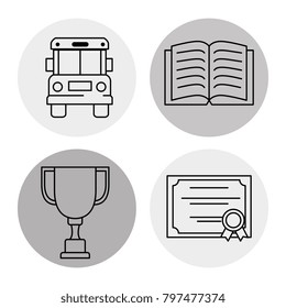 education school set icons